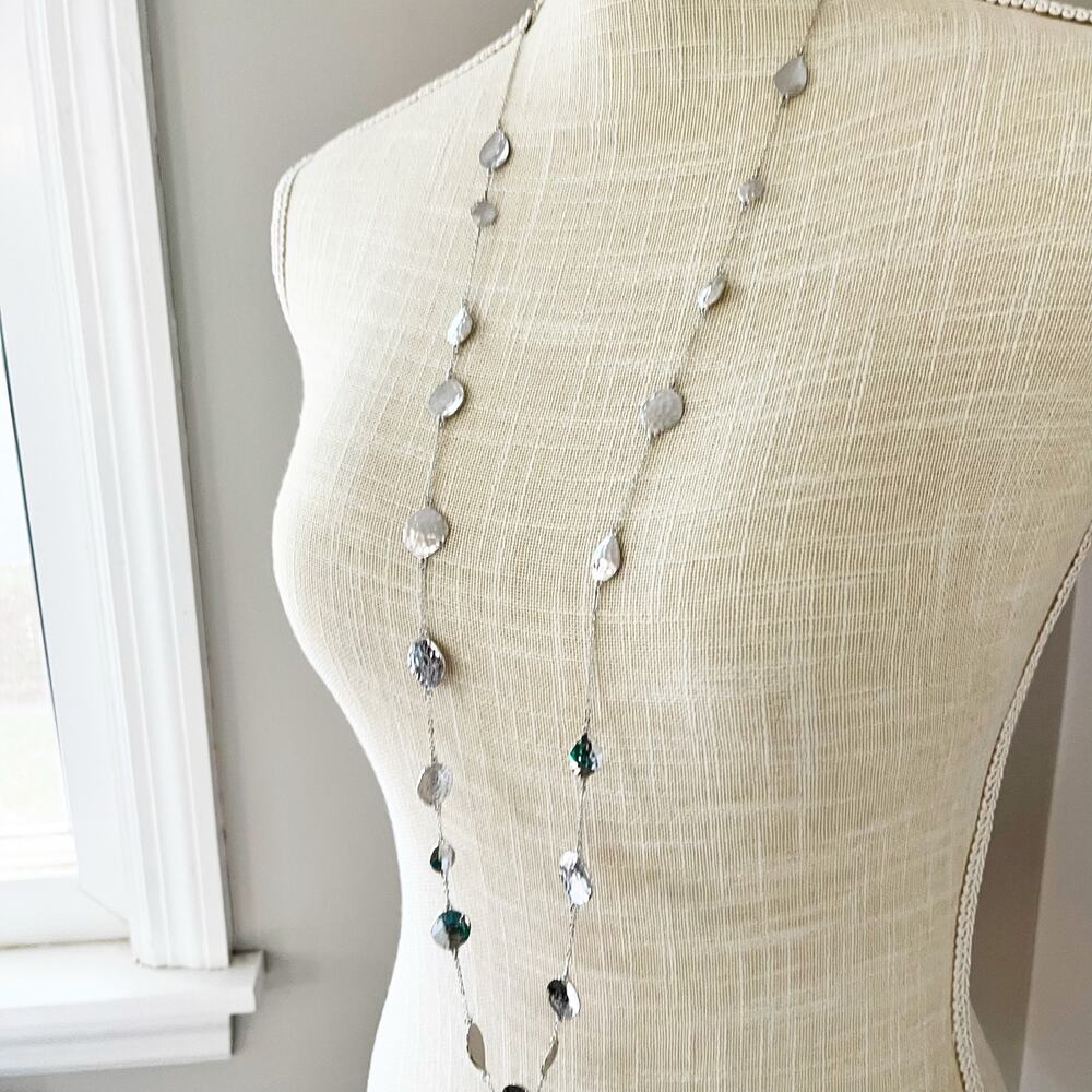 Melinda Maria Sabrina Silver Tone Pod Disc Station Necklace